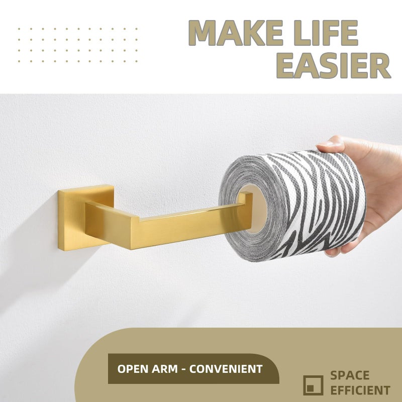 Angle Simple Toilet Paper Holder, Angle Simple SUS304 Stainless Steel Bathroom Tissue Holder, Open Arm Toilet Paper Roll Hanger Wall Mount, Brushed Dark Gold - Image 4